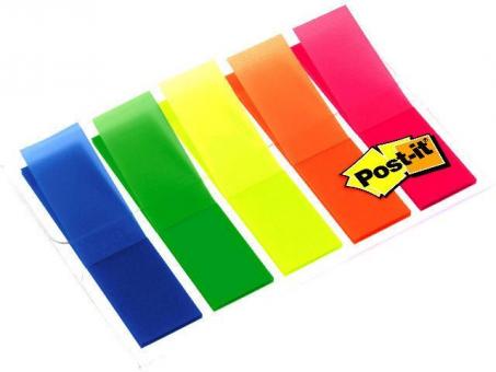 Post-it Haftstreifen Index Leuchtfarben, 5 Leuchtfarben mit je 20 Streifen im Etui 
