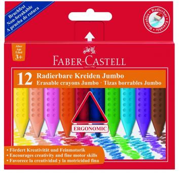 Faber-Castell Radierbare Kreide JUMBO, 12 Kreiden farbig 