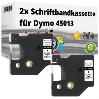 2x Alternativ Dymo D1 Etiketten Label Cassette 45013 12mm x 7m 