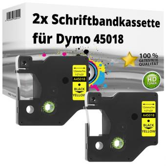 2x Alternativ Dymo D1 Etiketten Label Cassette 45018 12mm x 7m 