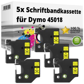 5x Alternativ Dymo D1 Etiketten Label Cassette 45018 12mm x 7m 