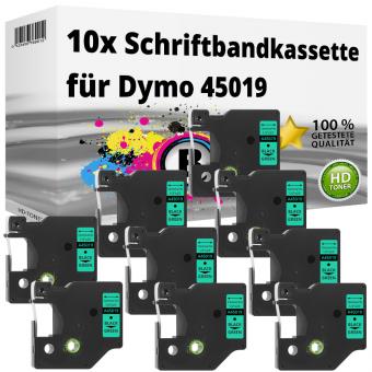10x Alternativ Dymo D1 Etiketten Label Cassette 45019 12mm x 7m 