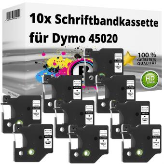10x Alternativ Dymo D1 Etiketten Label Cassette 45020 12mm x 7m 