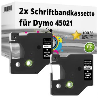2x Alternativ Dymo D1 Etiketten Label Cassette 45021 12mm x 7m 