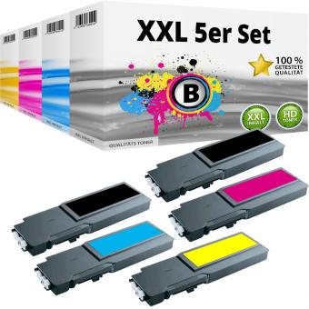 Set 5x Alternativ Dell Toner C3760 K C M Y Mehrfarbig 