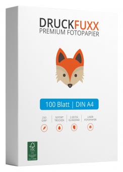Druckfuxx Laser Fotopapier DIN A4 - 250 g/m² - 100 Blatt - glänzend 