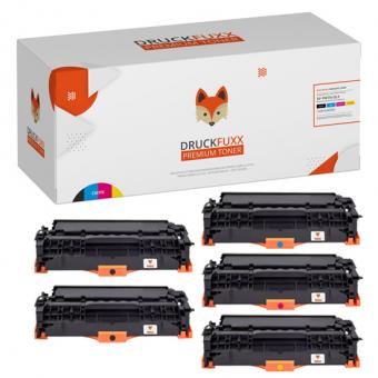 Druckfuxx Premium Toner Multipack Set 5 für HP CC530A CC531A CC532A CC533A 304A 