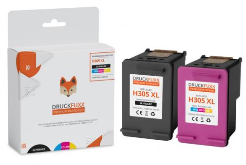 Druckfuxx Premium Patronen für HP 305 XXL Set Black + Color 