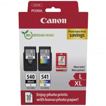 Original Canon Patronen PG-540L + CL-541 XL Set + 50 Blatt Fotopapier 
